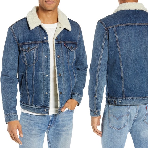 Levi's faux shearling trim denim trucker jacket - Picture 3 of 9
